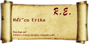 Rács Erika névjegykártya